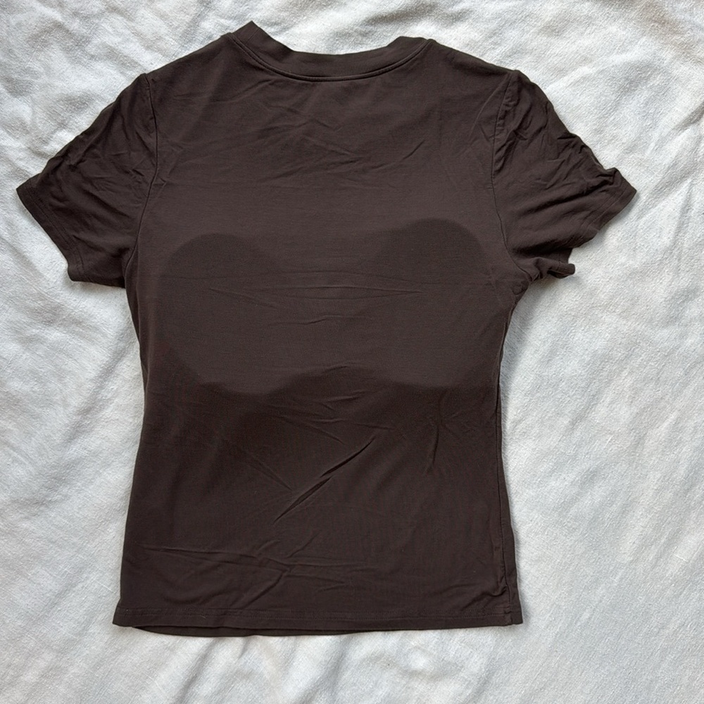 Klassy Network Solid Crew Neck Braless T-Shirt - Picture 7 of 9